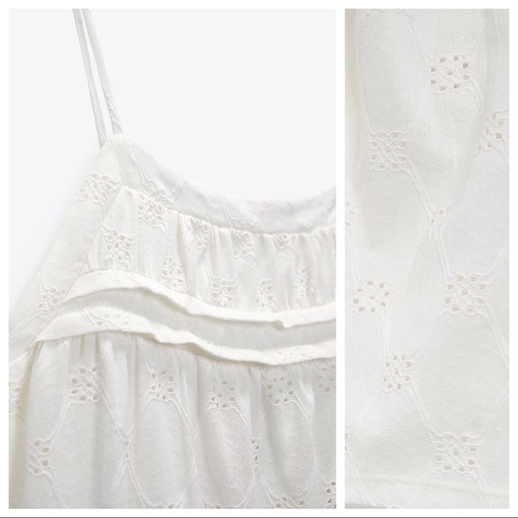 NWT. Zara White Textured Midi Dress. Size L. - Picture 5 of 10